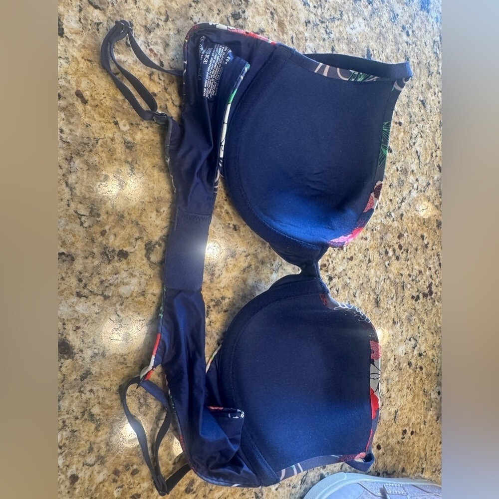 Victorias Secret Plunge Navy Floral Print Women's Bra size 36B - Picture 3 of 3